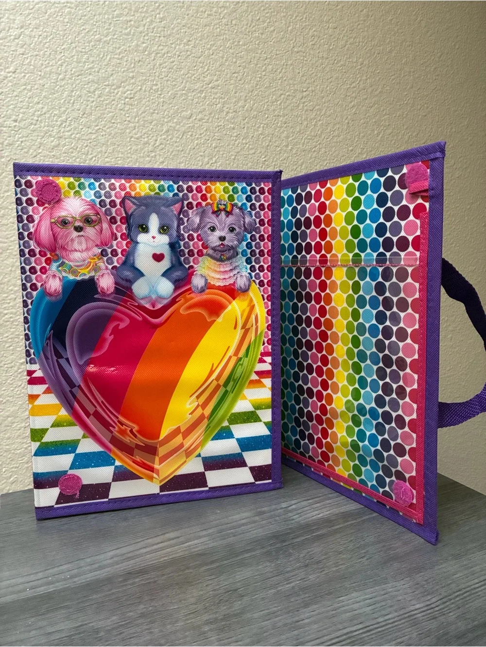 Lisa Frank Purple Tikanni Husky Cute Animals Folder Tri-fold Portfolio
